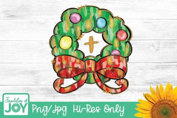 Christmas Wreath Png, Brushstrokes for T-Shirt Designs