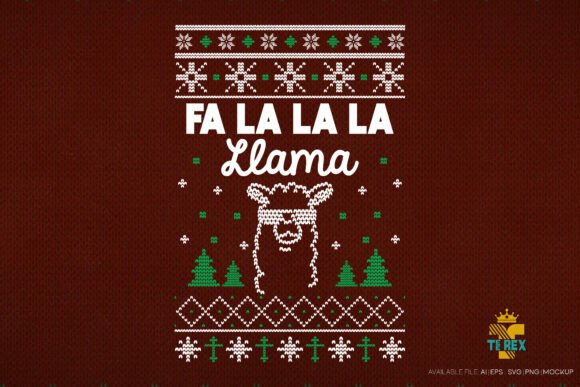 Fa La La La Llama Ugly Sweater Design T-Shirt Designs