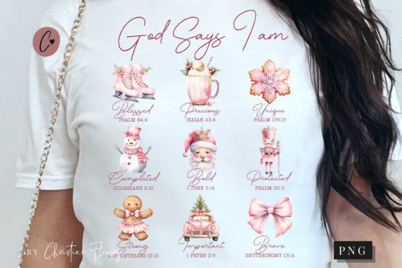 God Says I Am Pink Christmas PNG for T-Shirt Designs