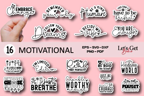 Motivational Sticker Bundle for T-Shirt Designs