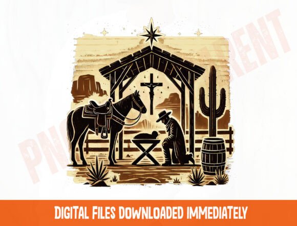 Rustic Cowboy Nativity Png, Western Png